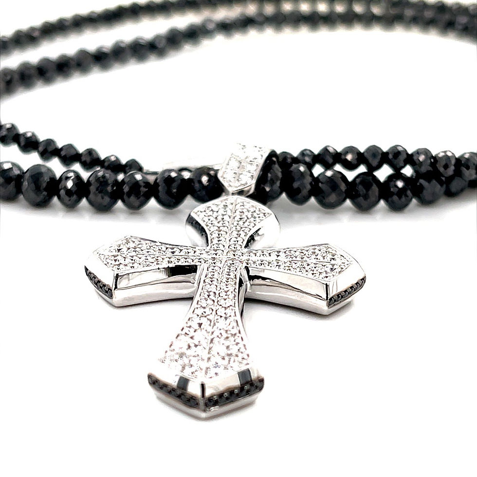 Thumbnail: Black and White Diamond  Cross Pendant 