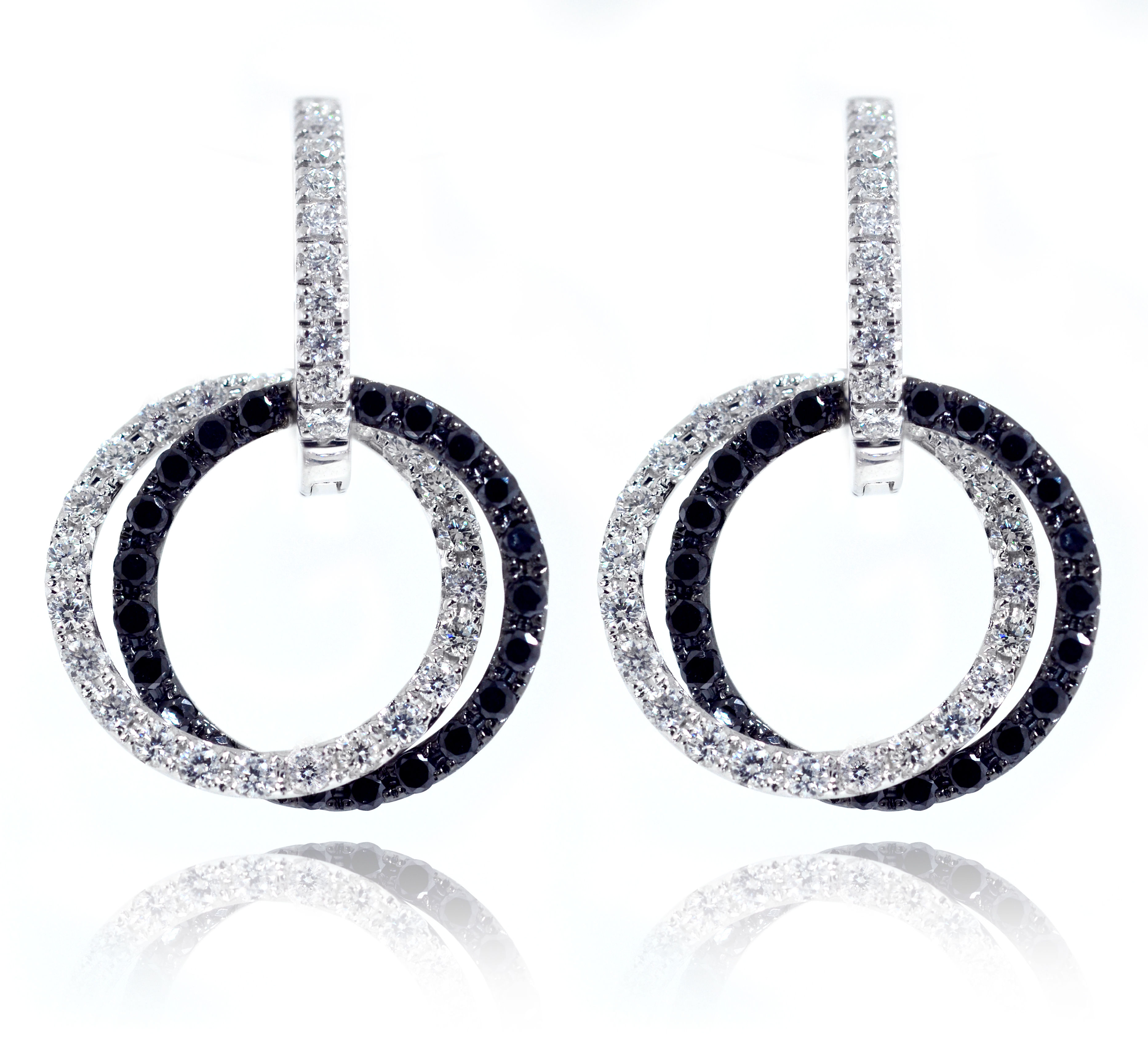 white and black diamond hoop earrings