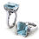 Thumbnail: 18ct White gold emerald cut aquamarine dress ring