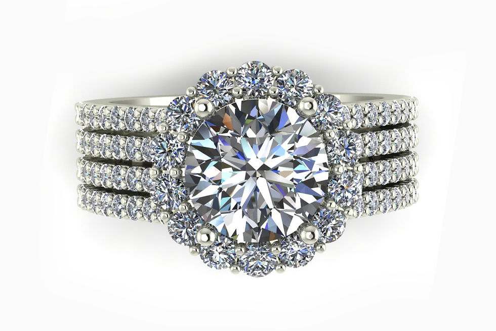 Thumbnail: Round Brilliant Diamond Pave Engagement Ring