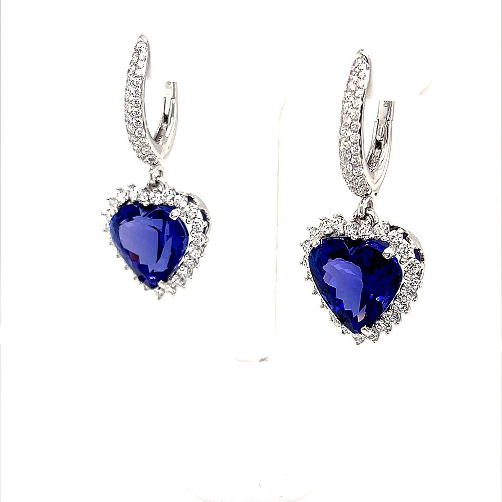 Thumbnail: Heart Shaped Tanzanite and Diamond Halo Earrings 