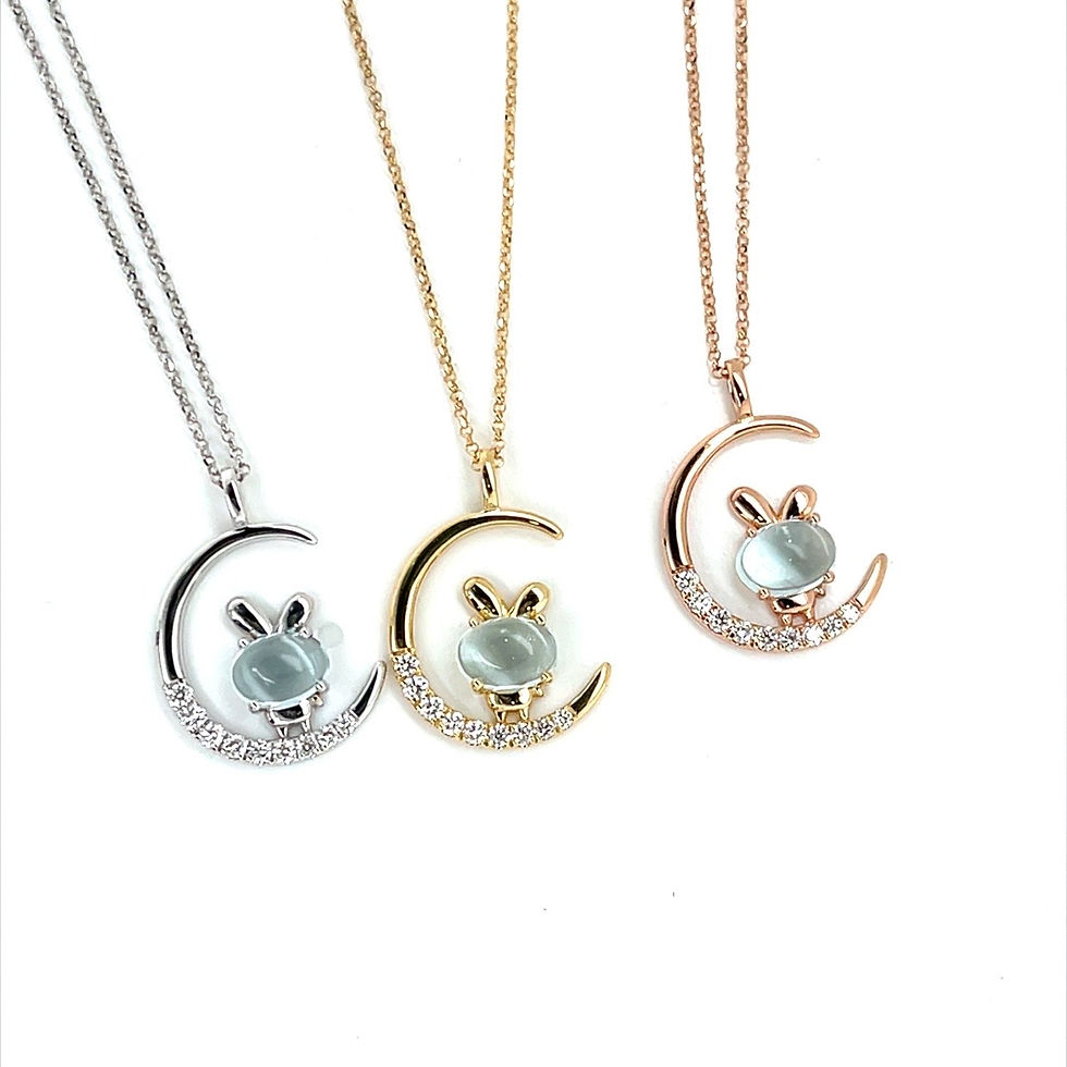 Thumbnail: Year of the Rabbit diamond and Aquamarine Necklace 