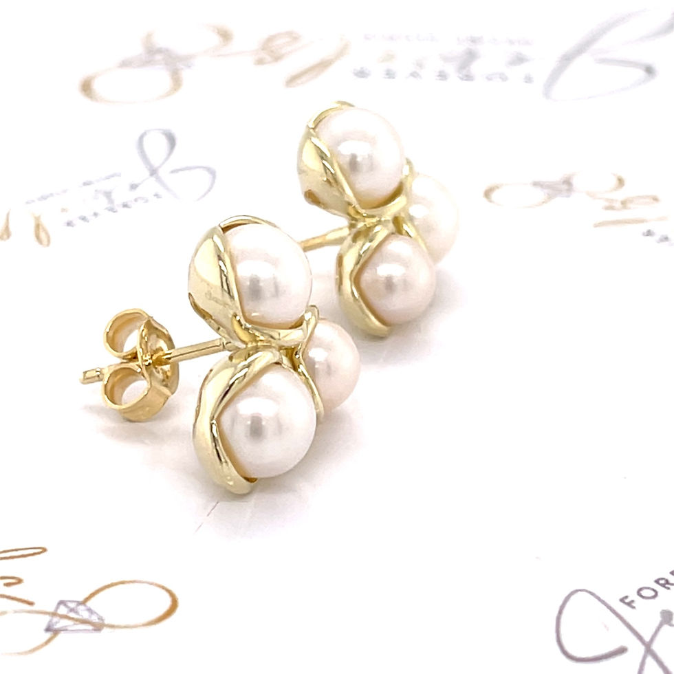 Thumbnail: Fresh Water Pearl Yellow Gold Earrings