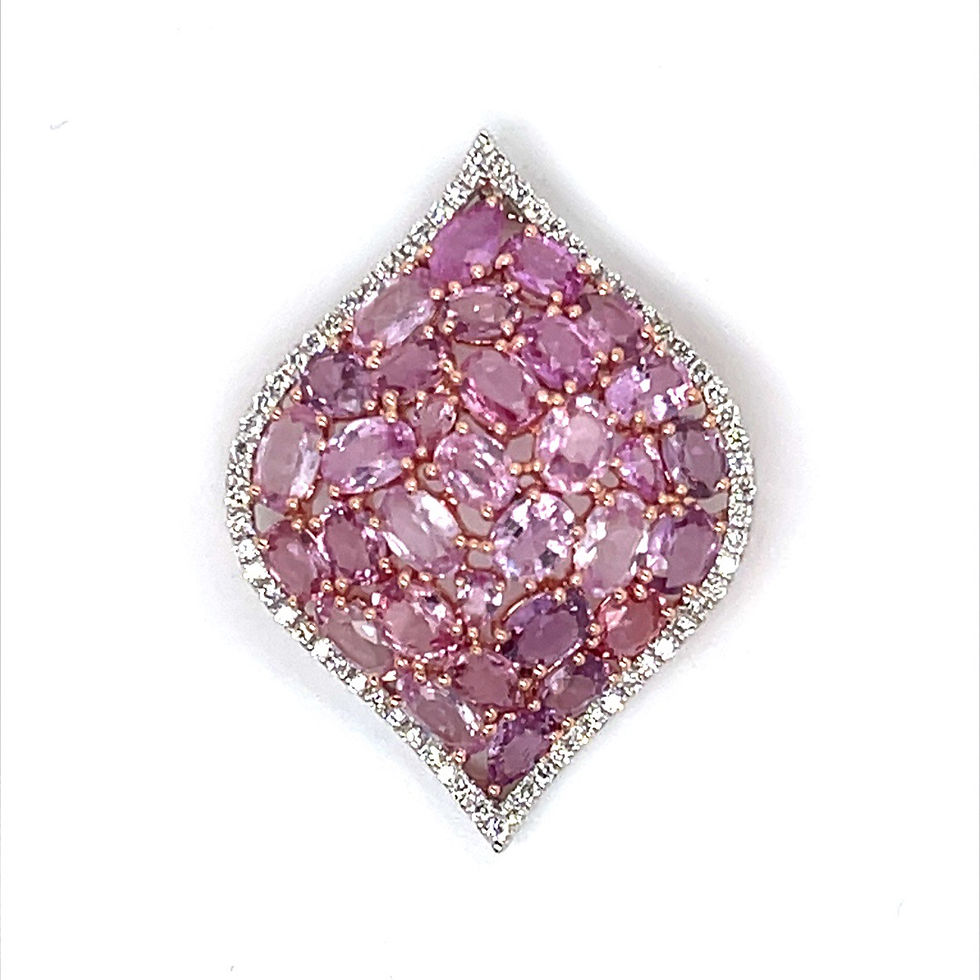 Thumbnail: Pink Sapphires and Diamond set Pendant 