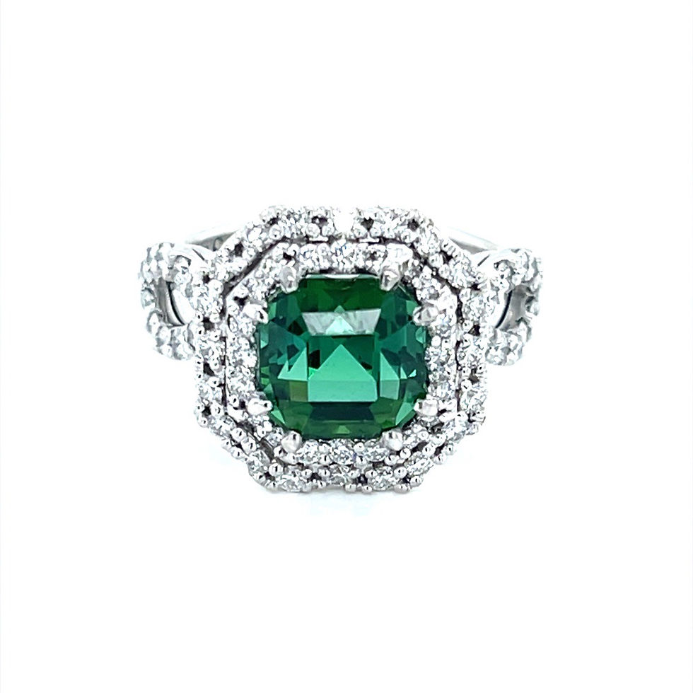 Thumbnail: Green Tourmaline and Diamond Halo Ring