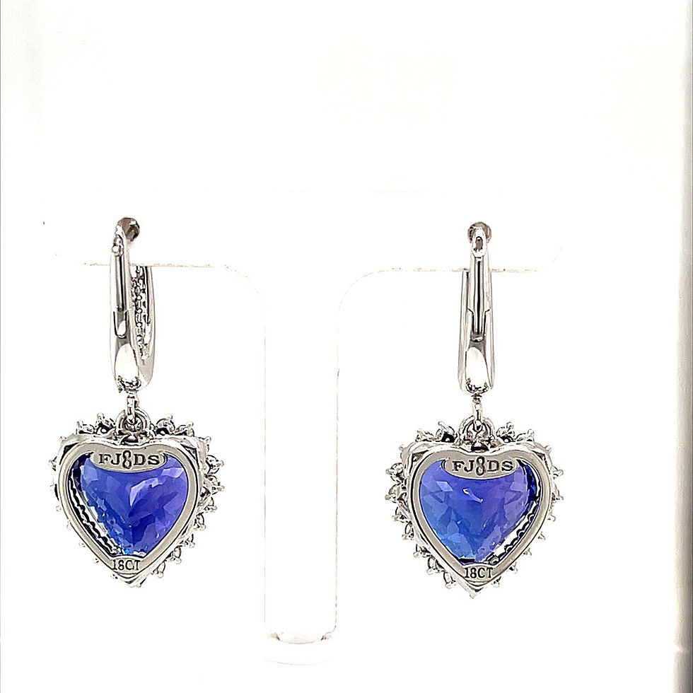 Thumbnail: Heart Shaped Tanzanite and Diamond Halo Earrings 