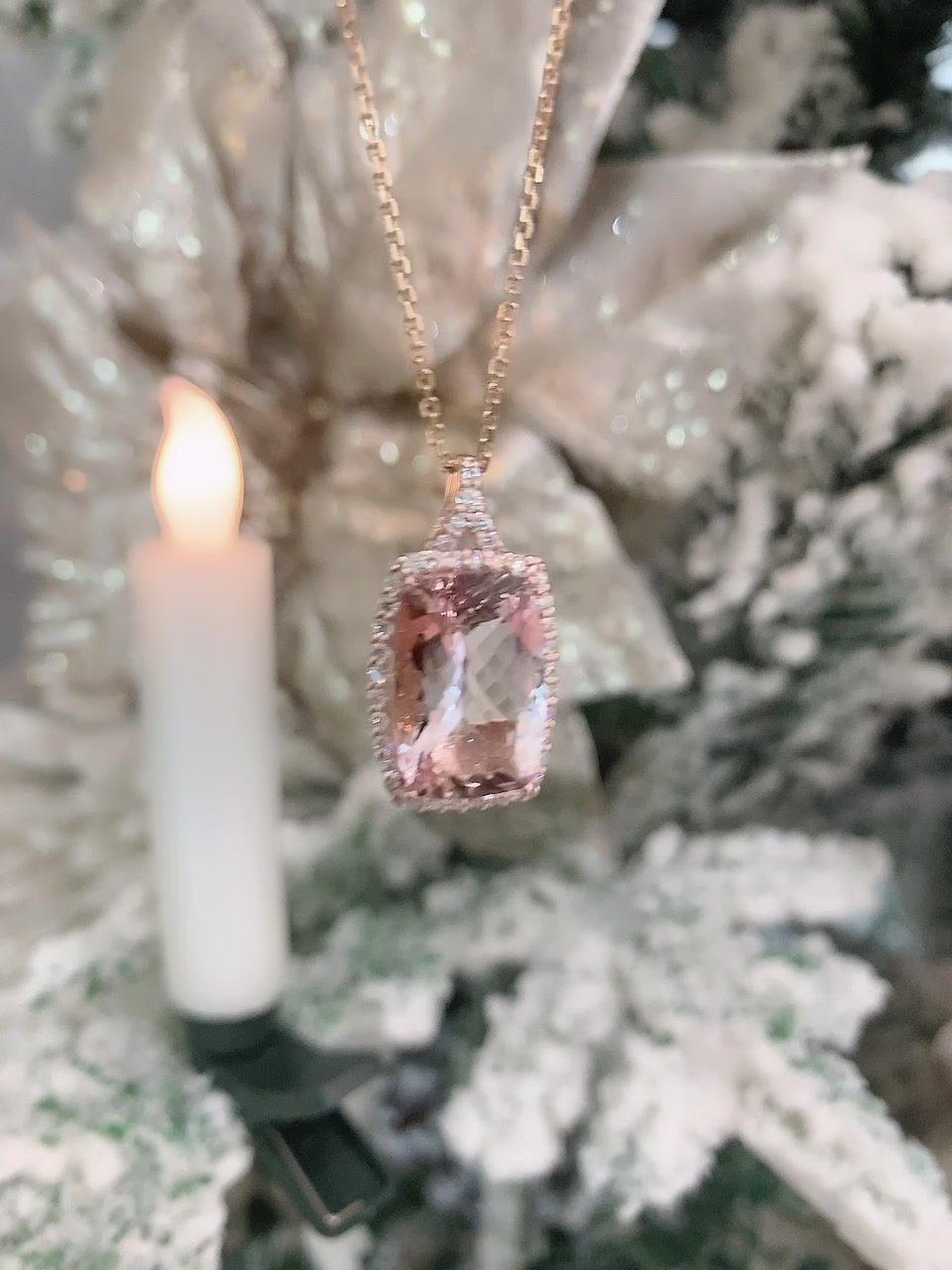 Thumbnail: Morganite and Diamond Halo Pendant