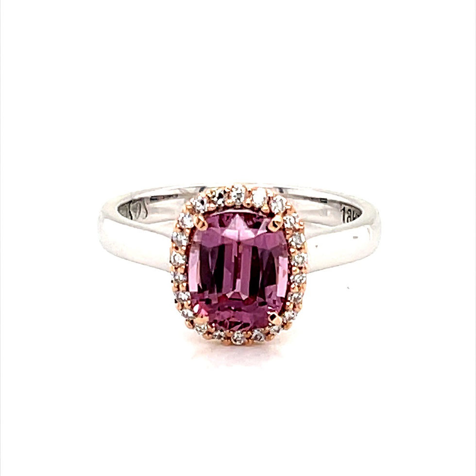 Thumbnail: Pink Malaya garnet Diamond Halo Ring 