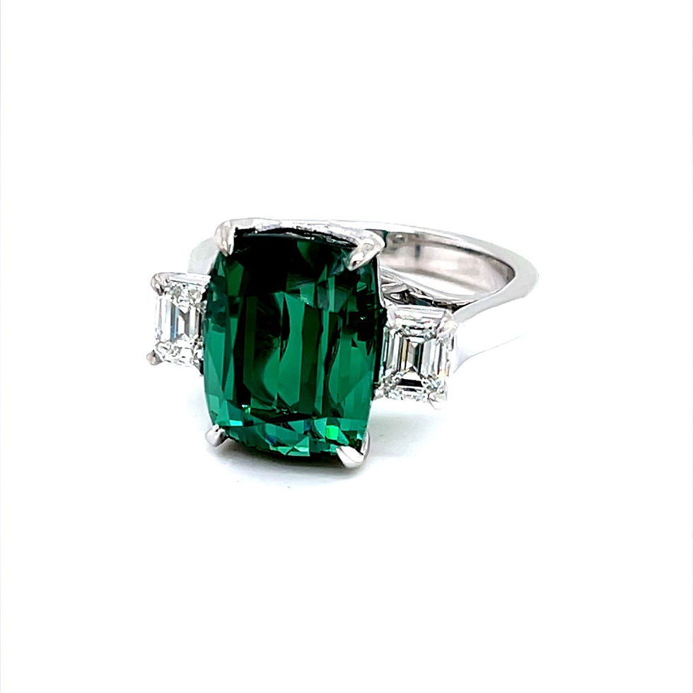 Thumbnail: Green Tourmaline & Diamond Trilogy Ring