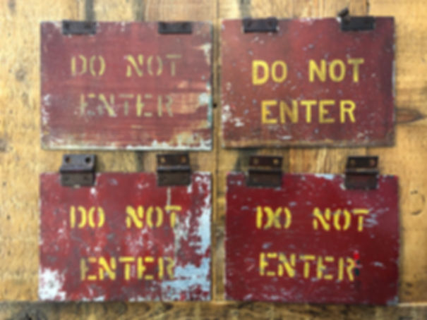 Vtg Metal Sign Antique Do Not Enter Red Painted 8x6 Antique Curtiss Wright WW2