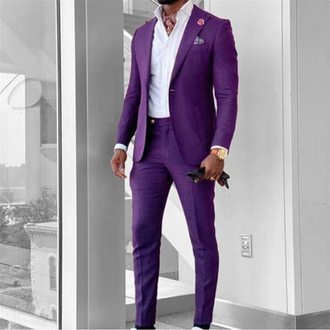 Men's Two-Piece Black & Purple Two-Tone Formal Tuxedo Suit