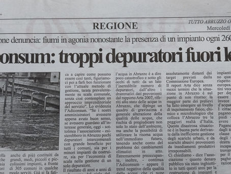 Adiconsum: in Abruzzo troppi depuratori fuori legge