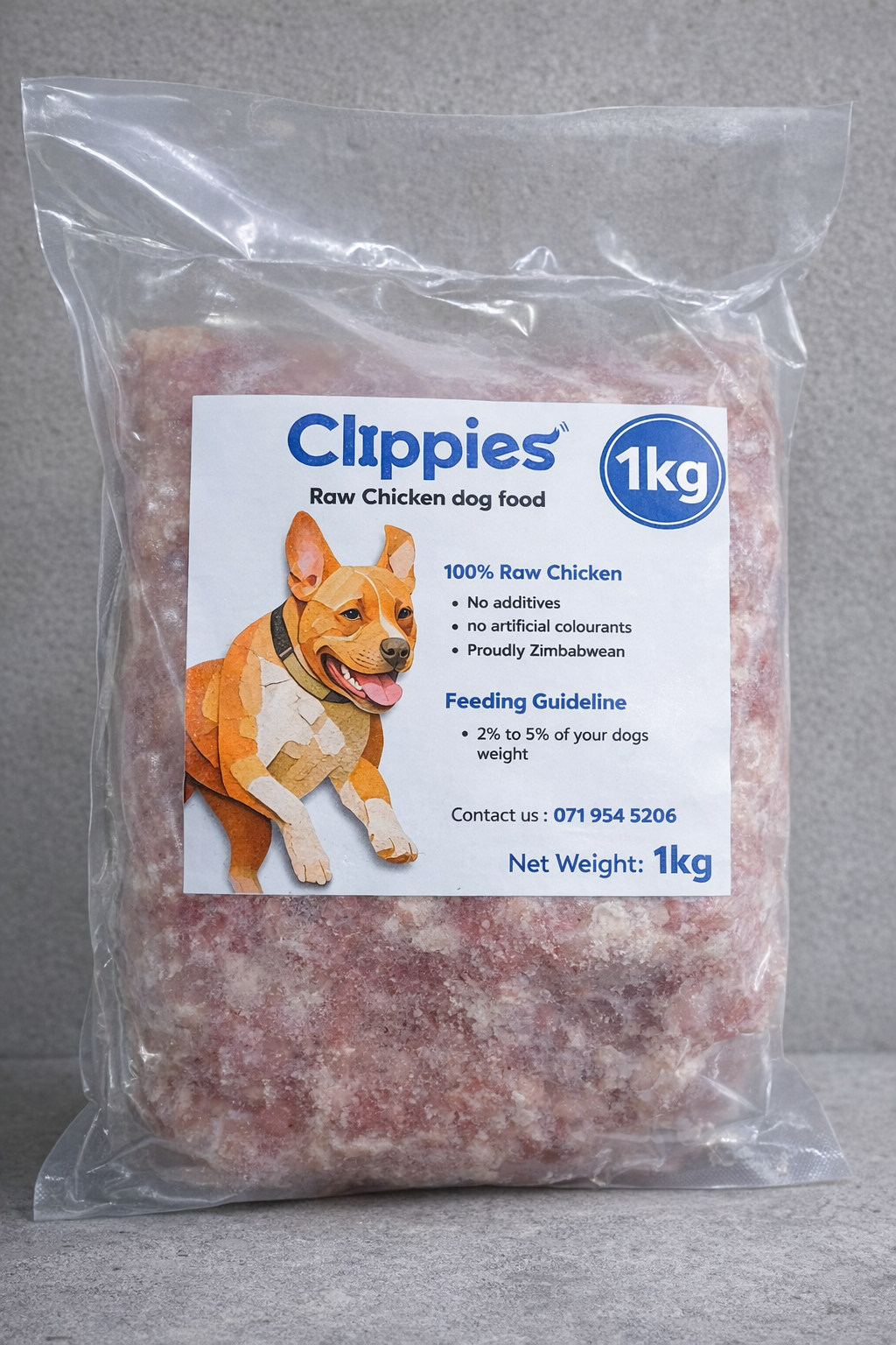 Clippies Raw Chicken Dog Food - 1KG Bag