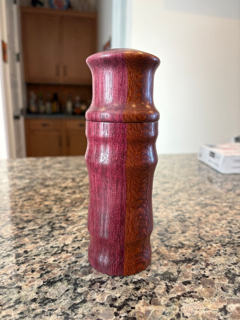 Thumbnail: Purple wooden container on a speckled countertop in well-lit room.