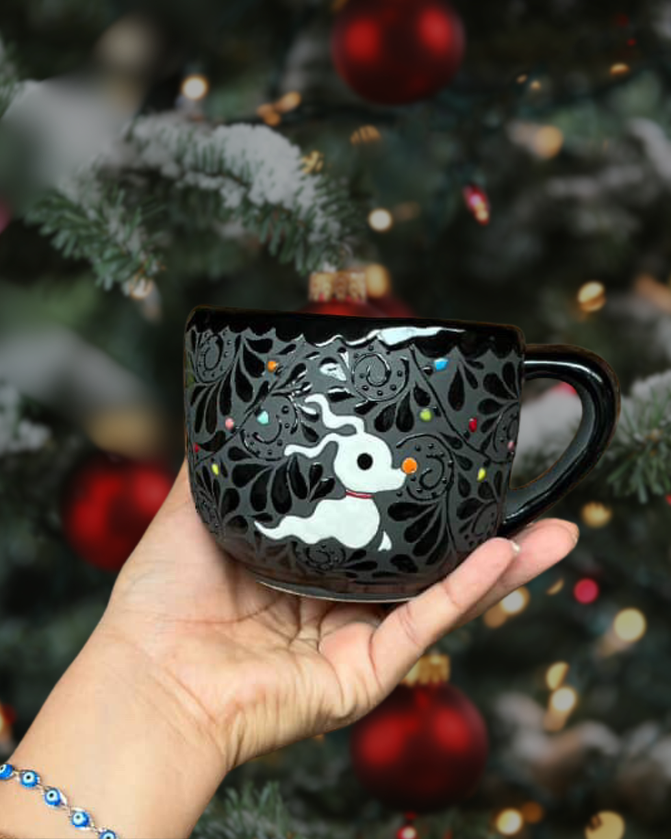 Thumbnail: Black Zero Heart Mug and Plate Set - Christmas Edition