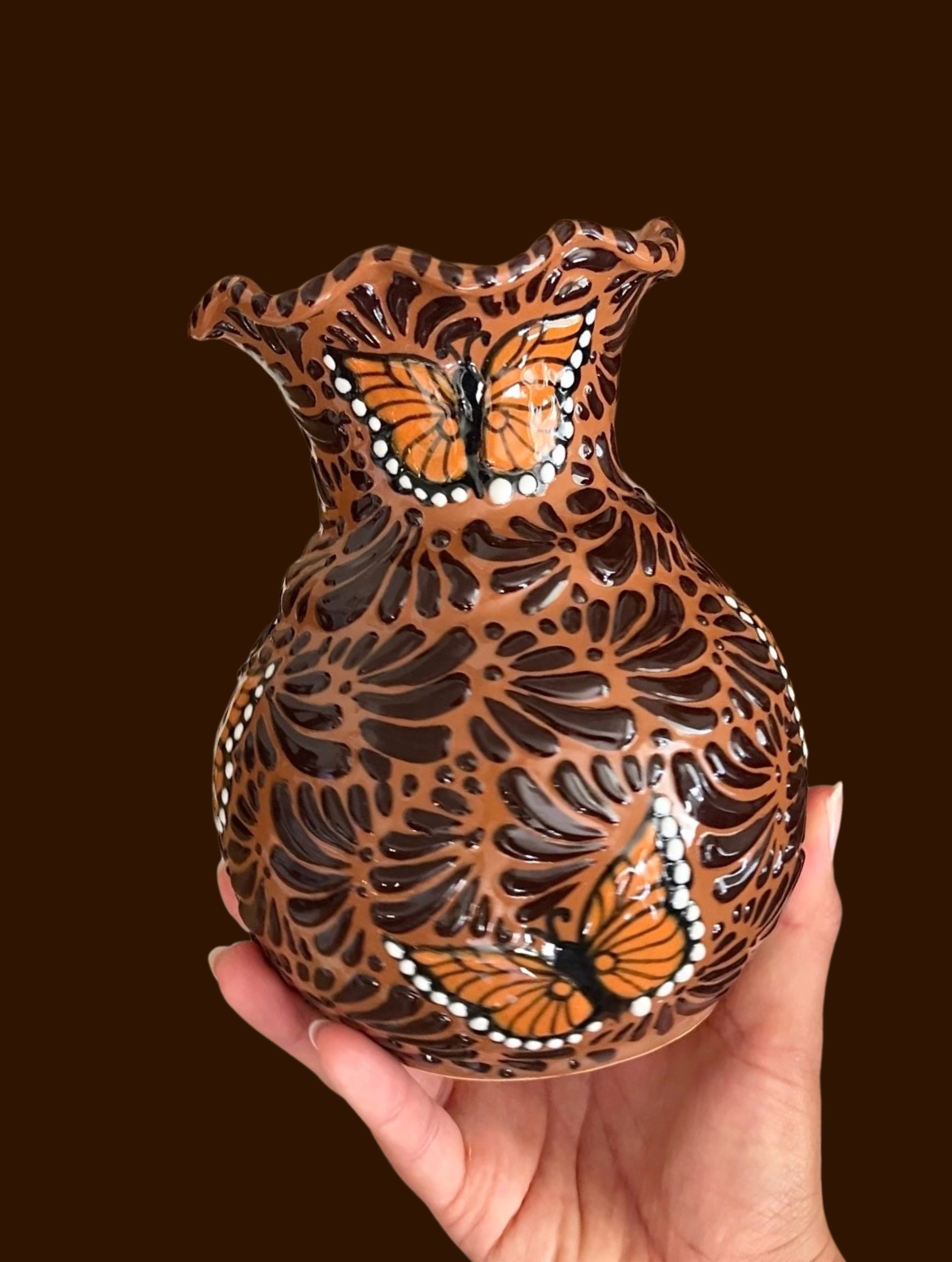Brown Monarch Butterfly Vase