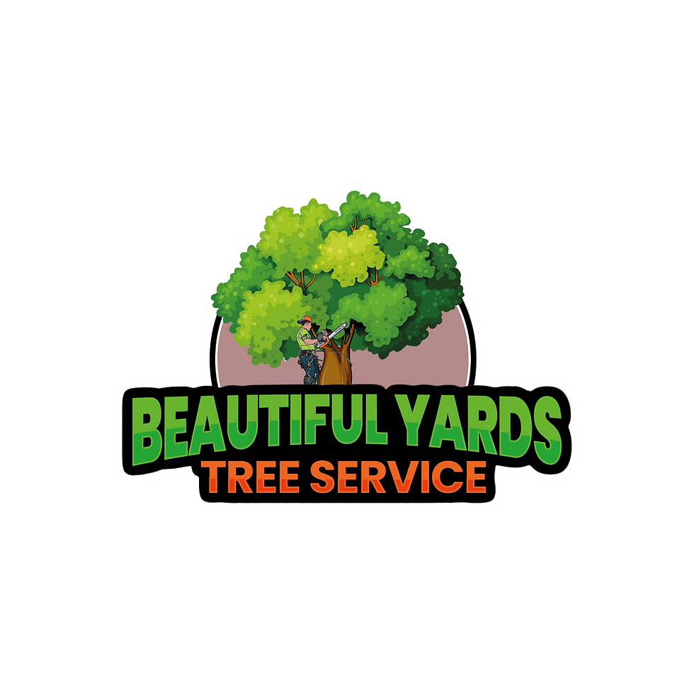 Beautiful Yards Tree Service logo with arborist and tree