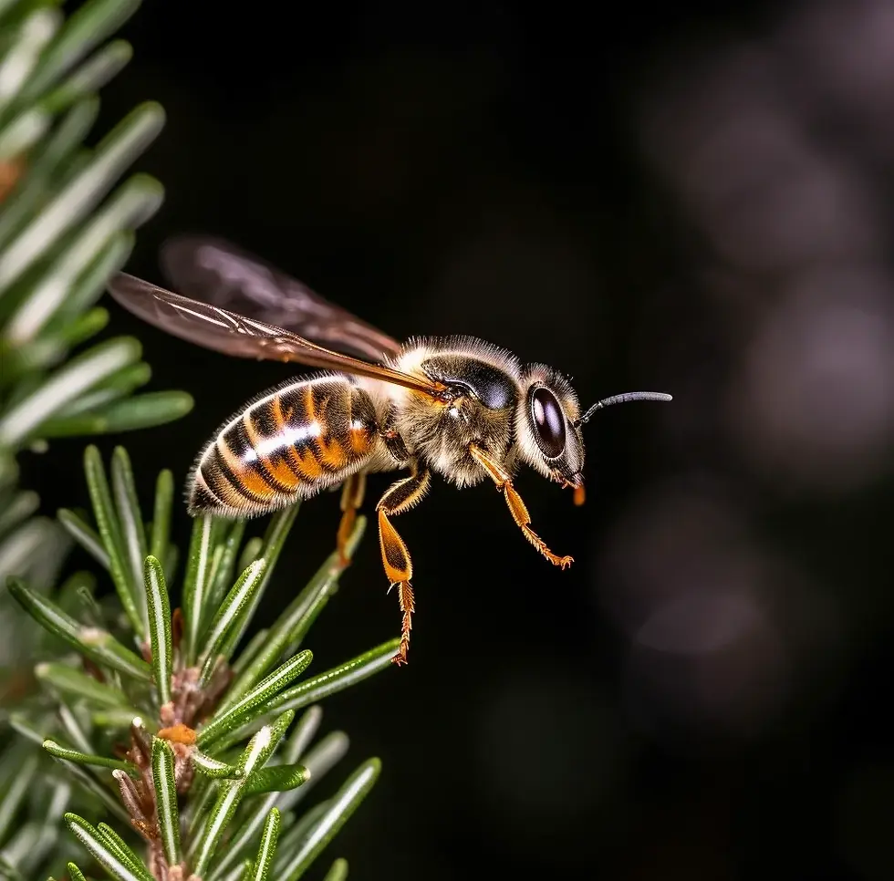Honeybee enjoying some rosemary plants