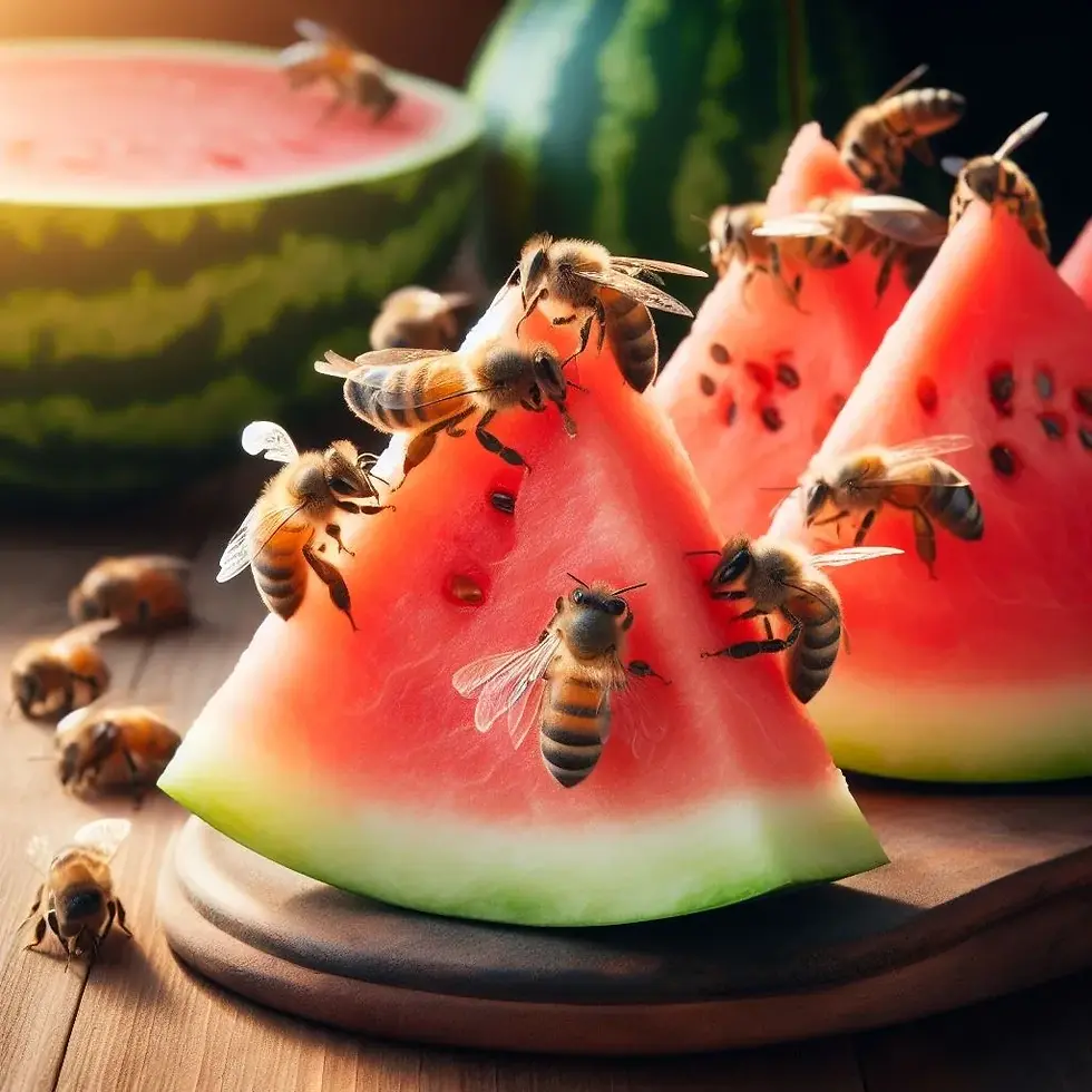 The plump, ripe watermelons waiting to be harvested are a sweet reward.