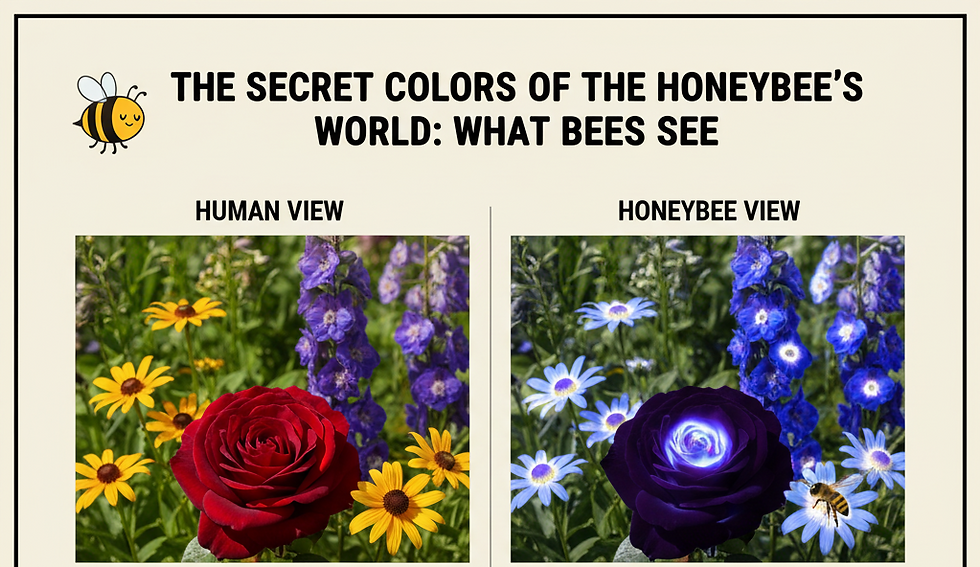 Chart showing the color range bees can see