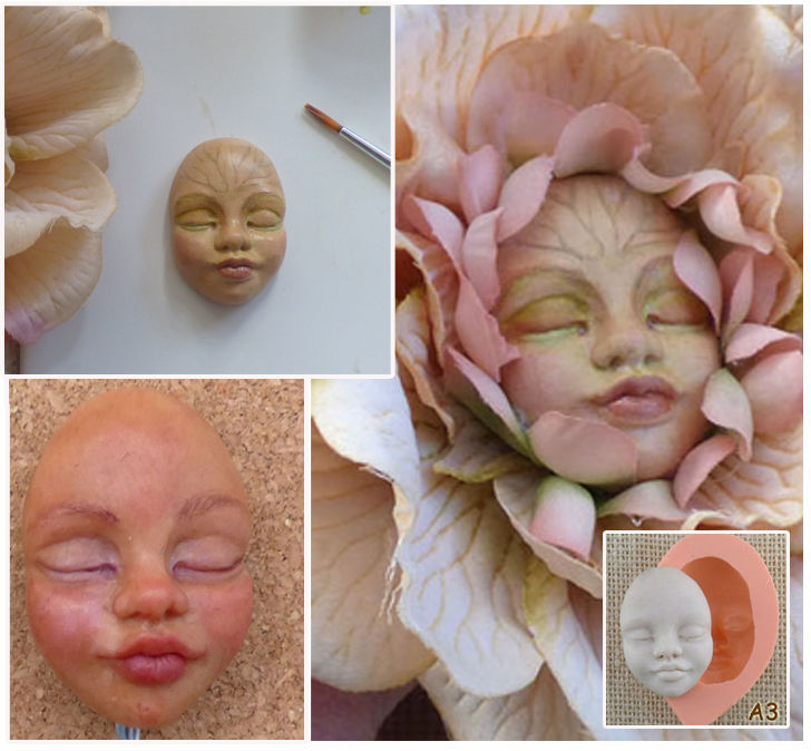 Thumbnail: polymer clay face with a flower