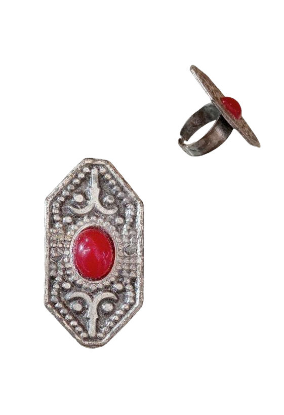 Anillo Zamak Cuarzo Ágata Roja #4