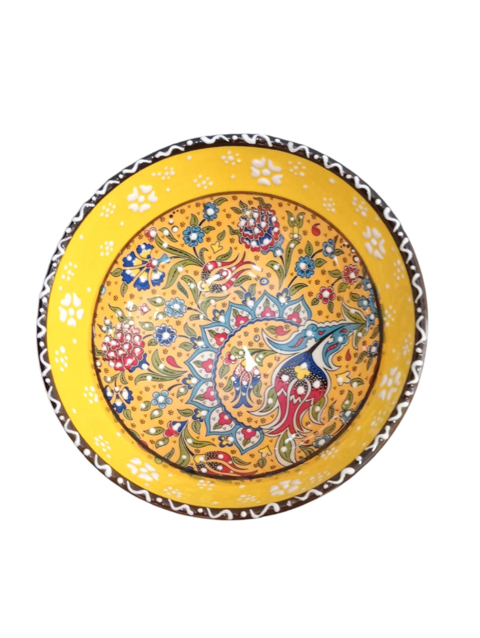 Vasija Cerámica 16cm amarilla-flores