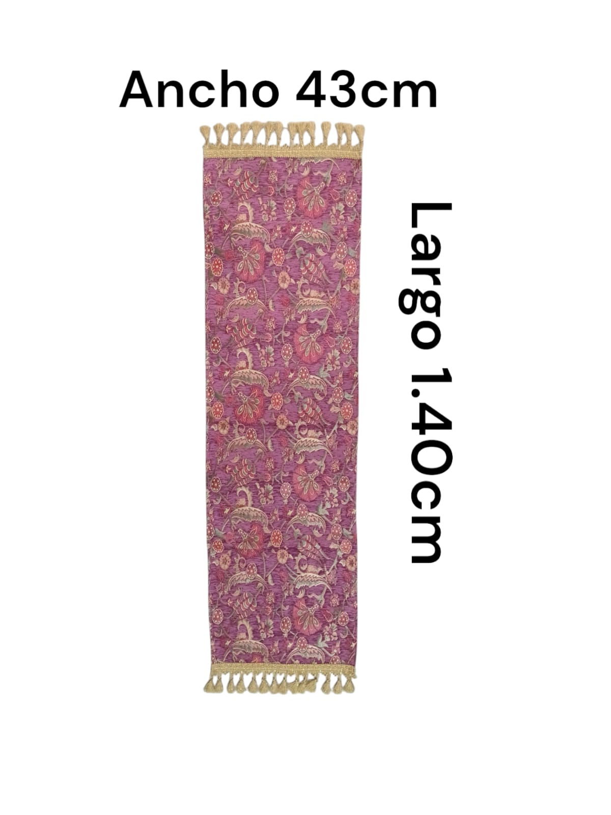 Camino de Mesa Turco Punta Recta 1.40cm x 43cm #1 Rosa Flores