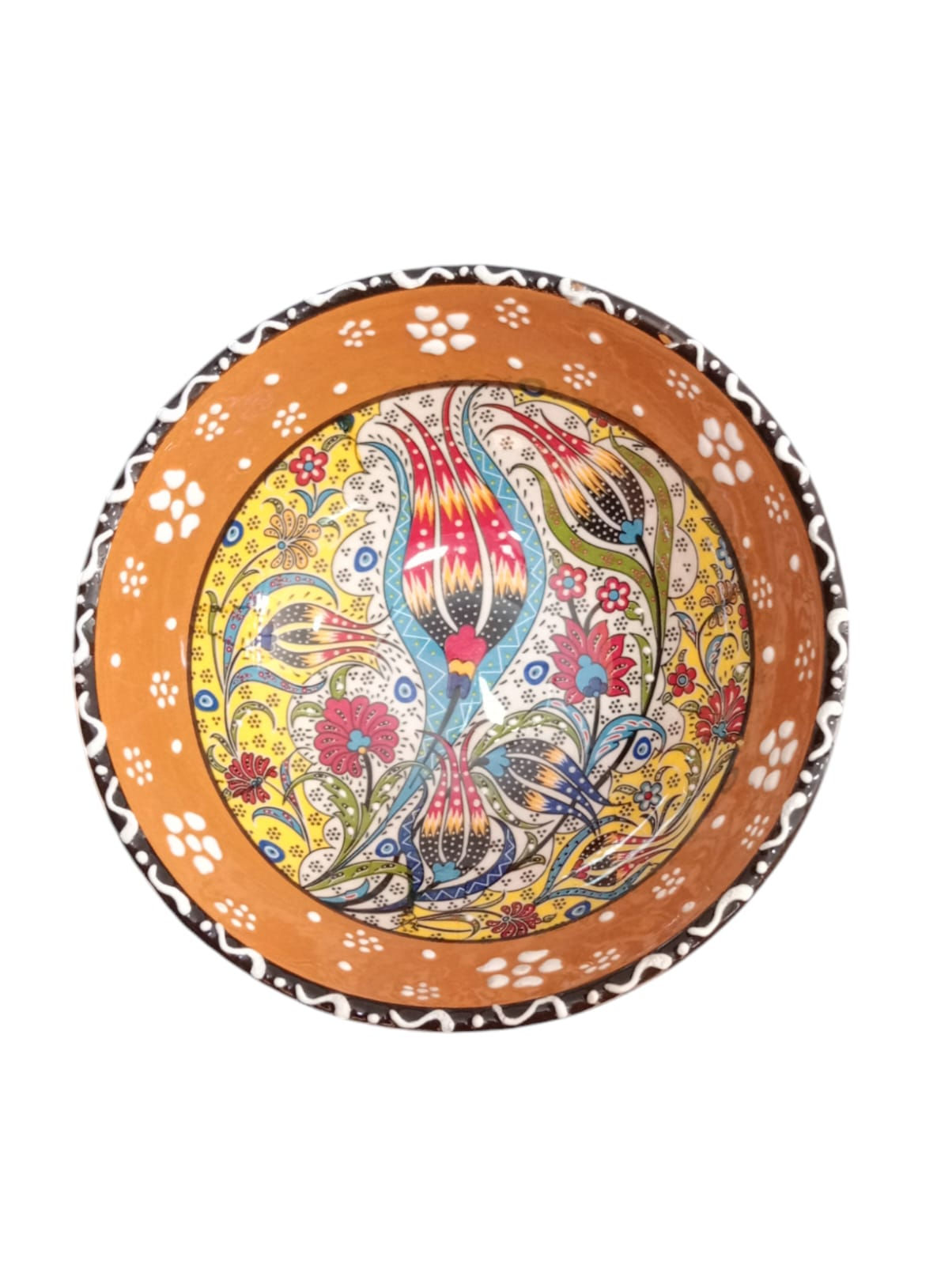 Vasija Cerámica 16cm camel 2 tulipanes