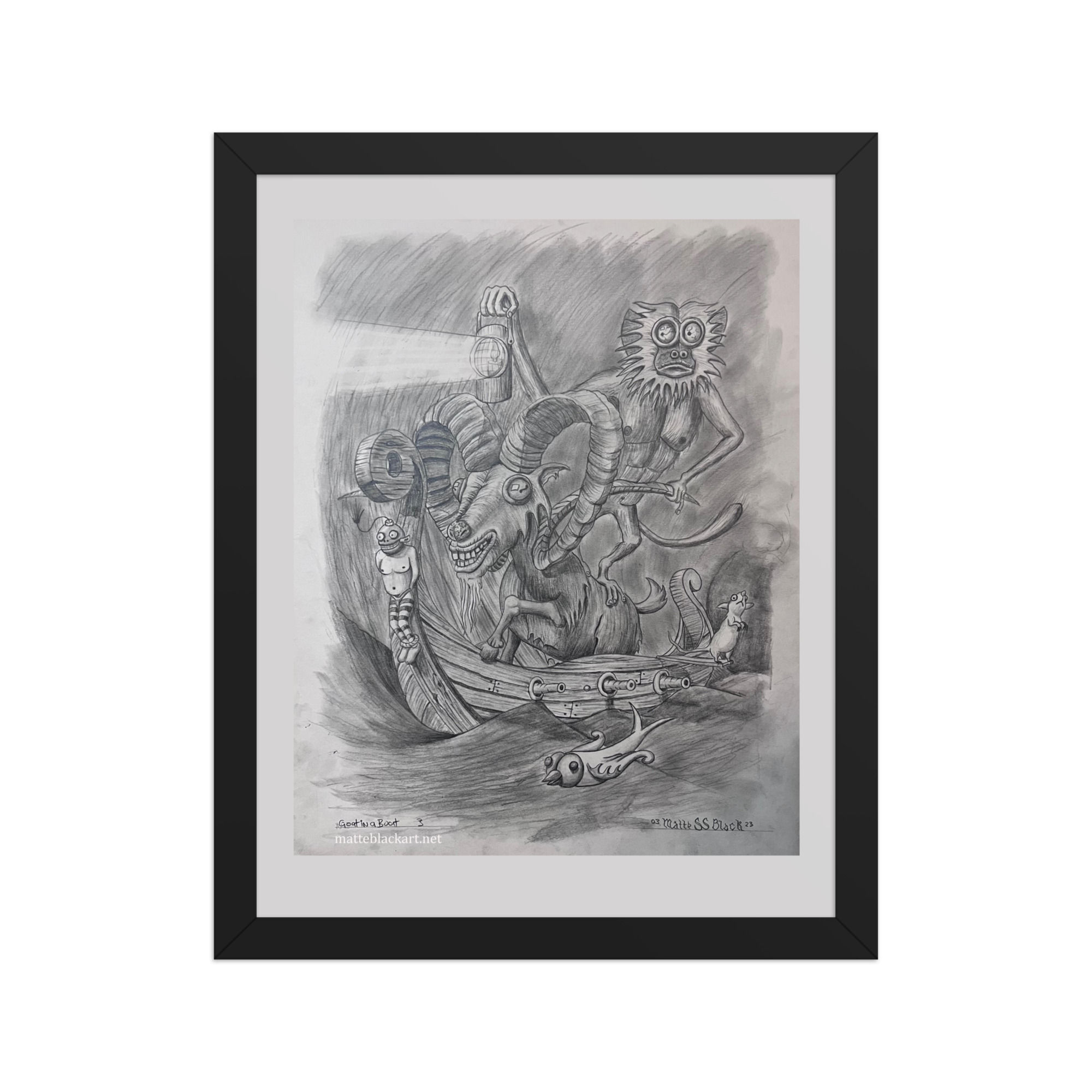 Goat in a Boat Framed poster