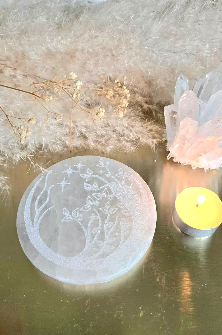 NEW plaque  de selenite « Doux rêves «