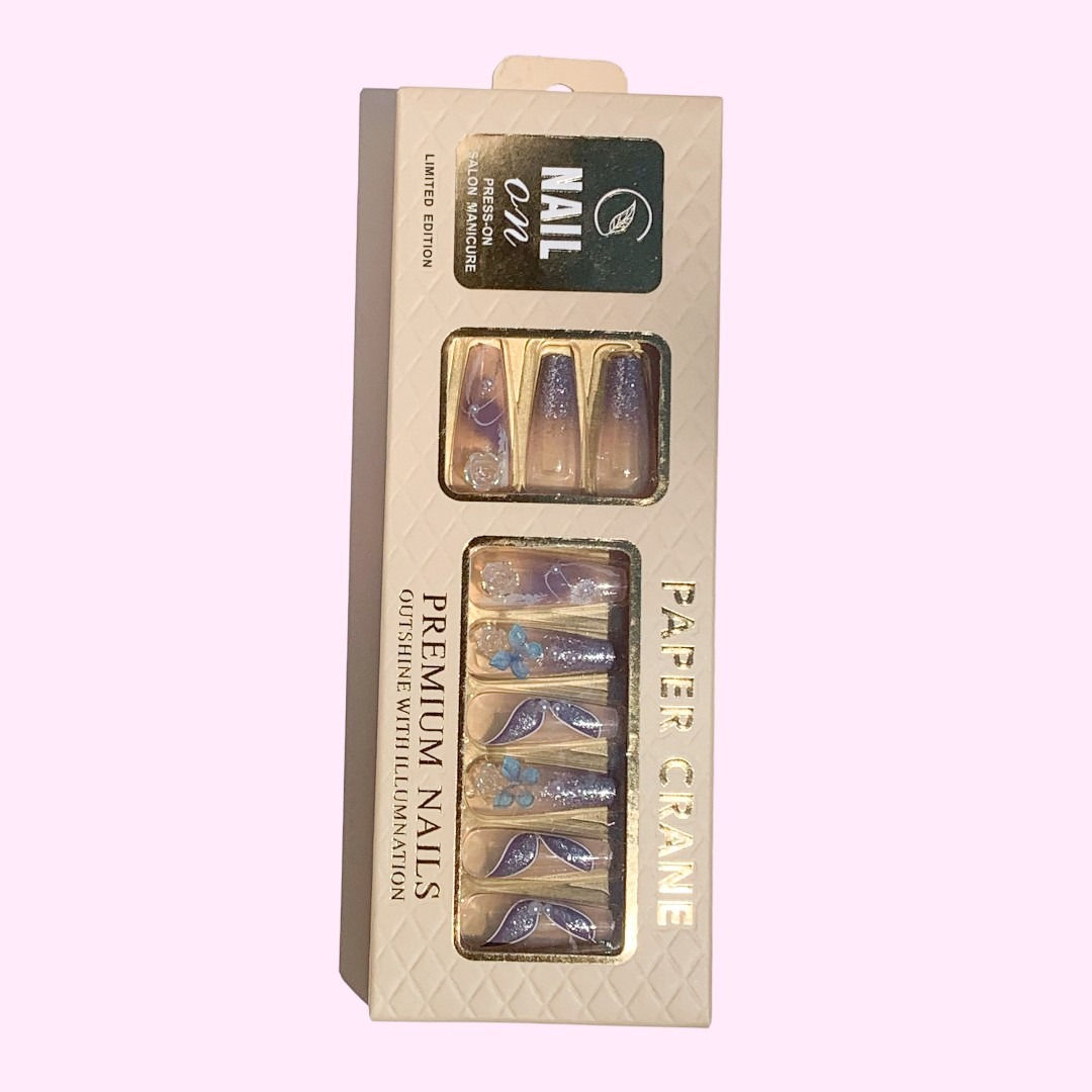 Uña postiza 24 pcs Nail On - Larga, con pegamento adhesivo