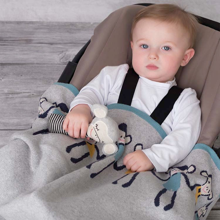 Thumbnail: Organic Cotton Blanket with Monkeys
