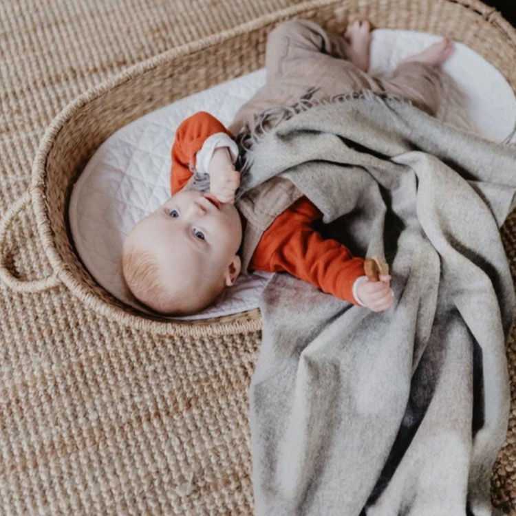 Thumbnail: Super Soft Lambswool Baby Blanket - Grey Melange