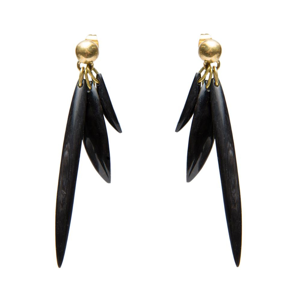RAVEN & LILY Yiana Horn Dangle Earrings / Dark Horn
