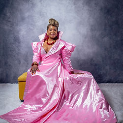 Beautiful lady in pink fashionable dress