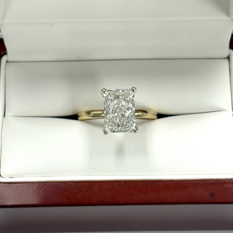 3.01ct Radiant E VVS2 Lab Diamond Solitaire Engagement Ring