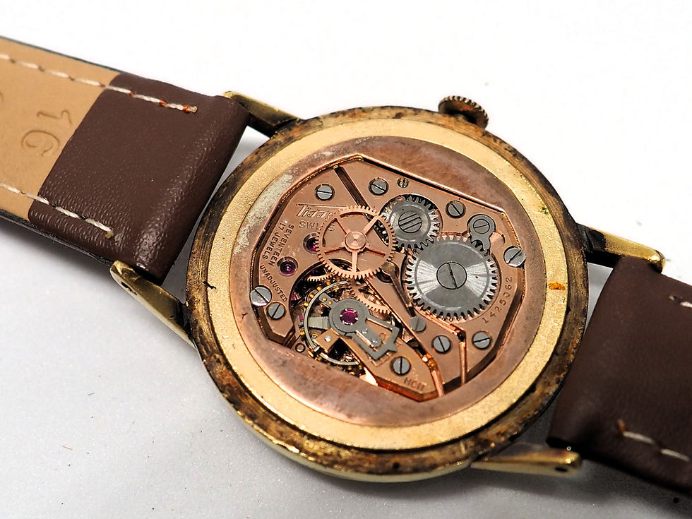 Thumbnail: Vintage Tissot Gold Plated Manual Wind Wristwatch c.1950s — 17 Jewels | Silver Dial | Arabic Numerals | Stainless Steel Back 