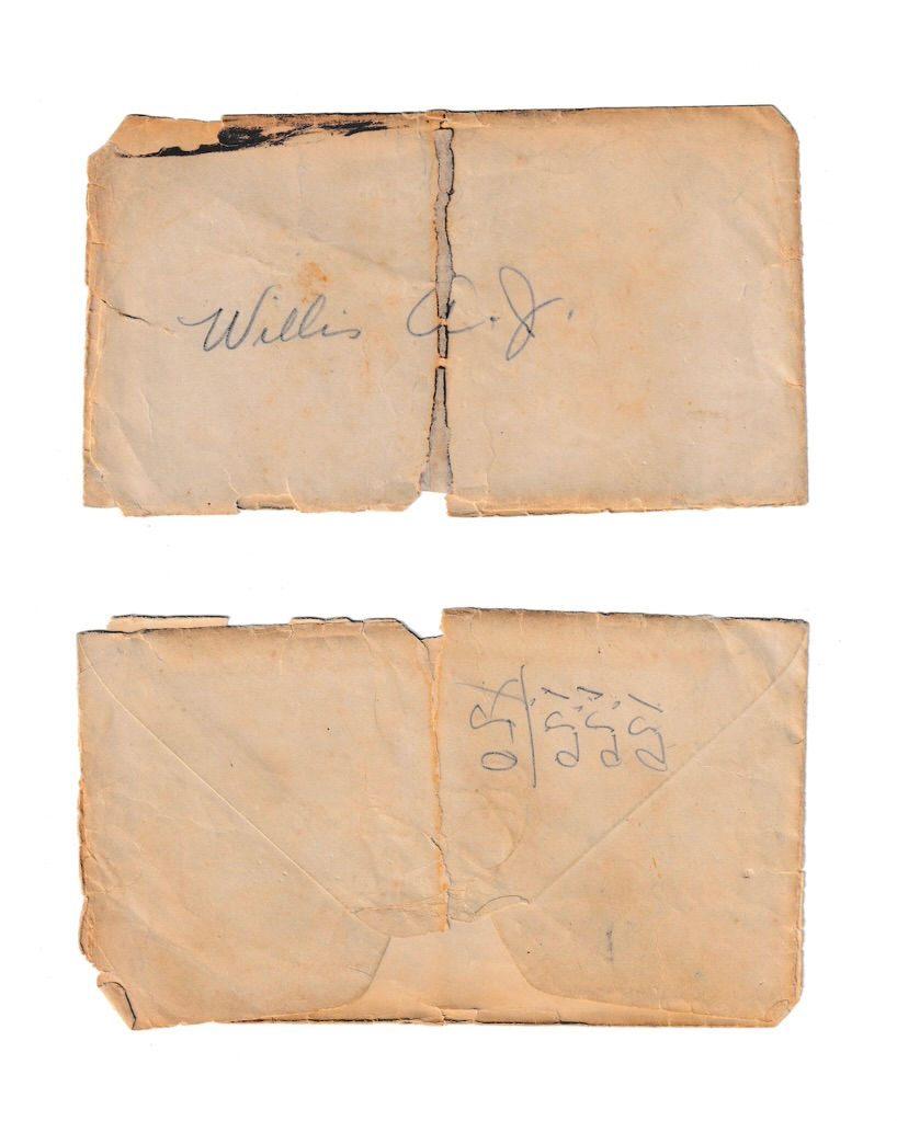 A Marked Envelope "Folder" for A. J. Willis, c. 1929.