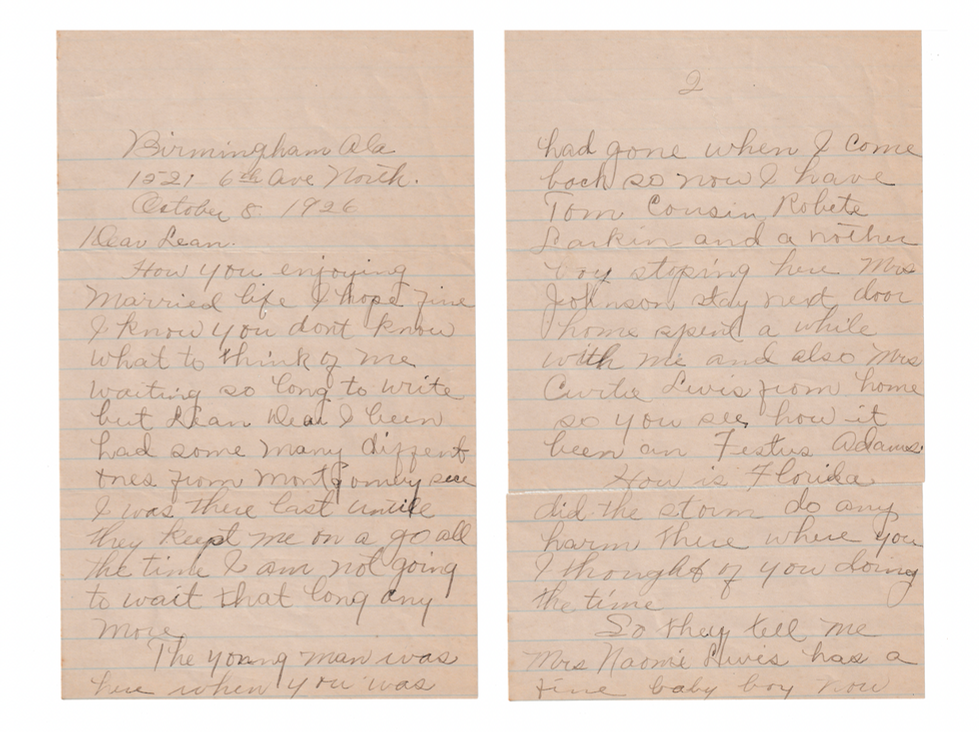 Letter to Aileen Means Gladden from "Velma," pages 1 and 2