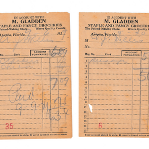 Two Marked Store Receipts for A. J. Willis