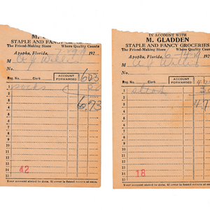 Two Marked Store Receipts for A. J. Willis 