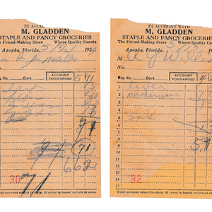 Two Marked Store Receipts for A. J. Willis