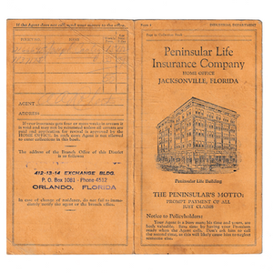 Peninsular Life Insurance Company Form for Joseph Cauley