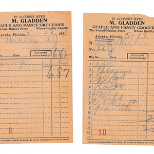 Two Marked Store Receipts for A. J. Willis
