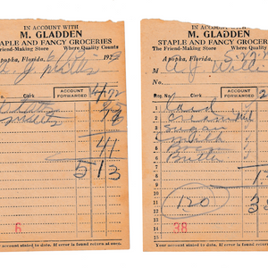Two Marked Store Receipts for A. J. Willis