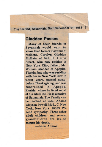 1985 Savannah Herald Newspaper Obituaries Clipping 