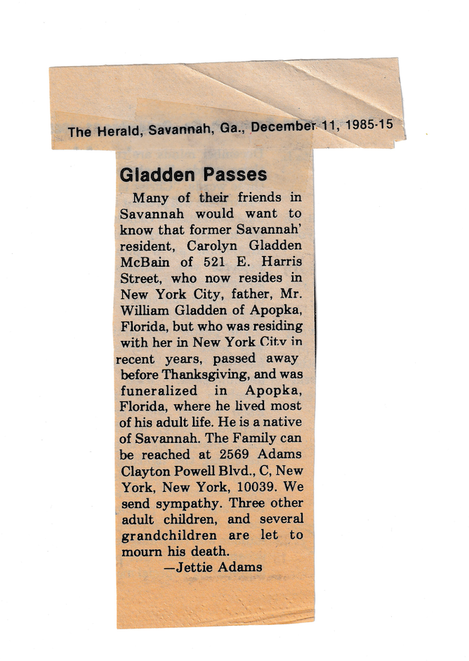 1985 The Herald Savannah Newspaper Obituaries Clipping