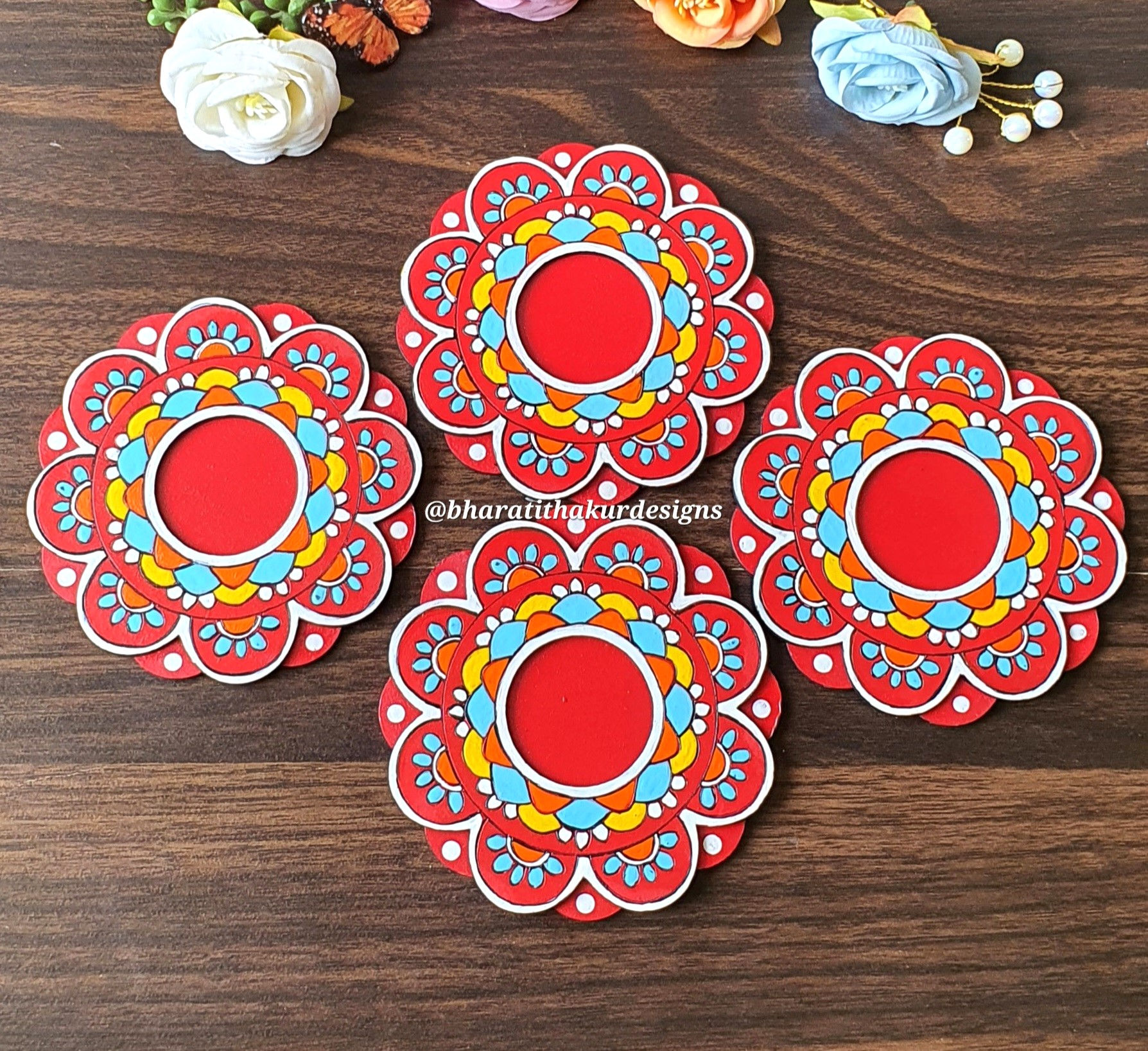 Hand Painted Mandala Pattern Tea light Holders