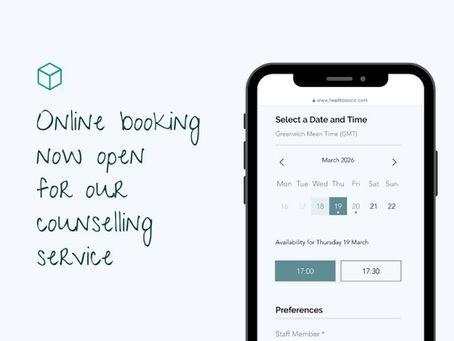 mobile phone with a calendar showing slots of when you can book a counselling assessment